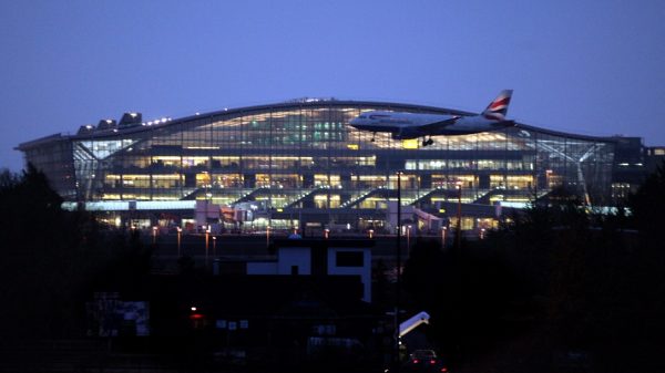 London Heathrow Terminal 5 at dusk