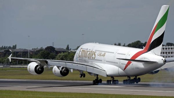 Emirates A380 at London Heathrow