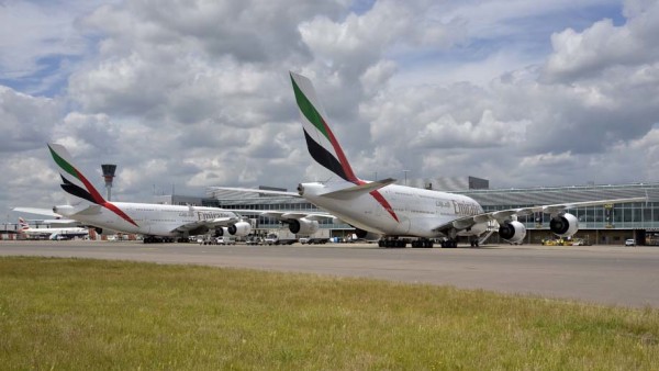 Emirates A380s at London Heathrow