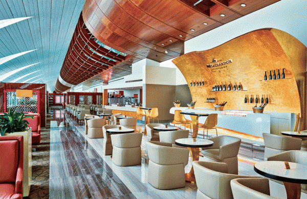 Emirates business class Champagne-lounge
