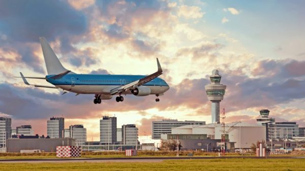 A KLM plane lands at Schiphol airport in Amsterdam in 2017 (iStock)