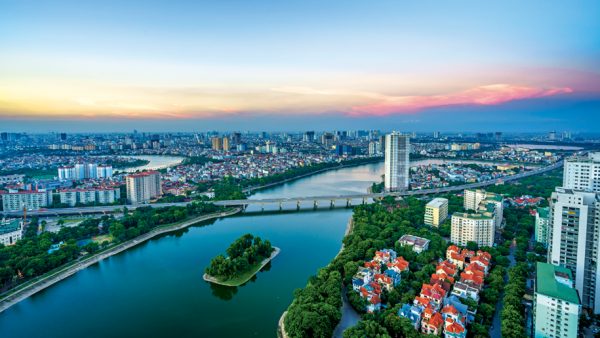 Aerial skyline view of Hanoi cityscape - Credit: iStock/vinhdav