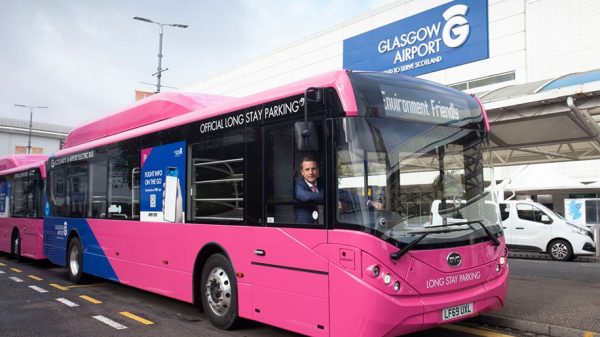 A new electric bus at Glasgow airport