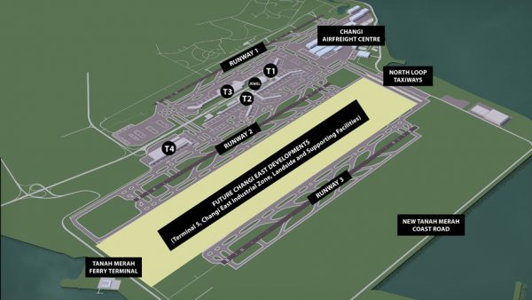 Layout of Changi Airport with Changi East development
