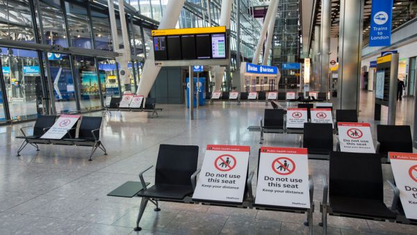 Social distancing at Heathrow airport