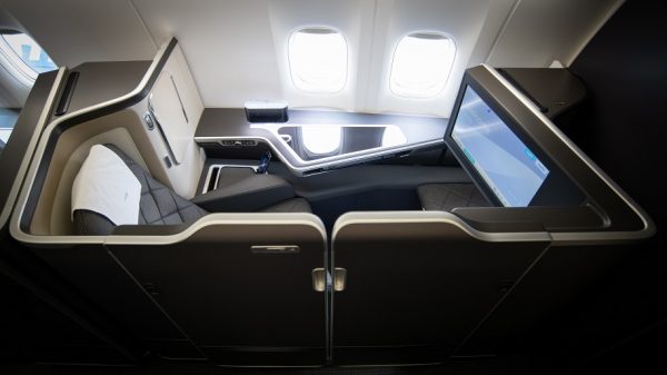 British Airways B777-300 First seat with sliding door