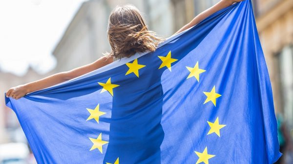 Person holding EU flag (Shutterstock - image provided for ETIAS advertorial)