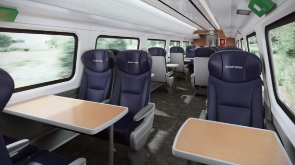 Rendering of the interior of a Grand Union train