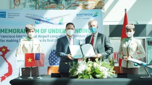 Bamboo Airways carrier has signed a Memorandum of Understanding with San Francisco International airport to launch the first regularly scheduled nonstop flights between Vietnam and the US