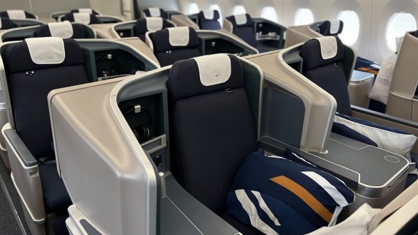 The new business class seat on Lufthansa's A350-900 aircraft (leased from PAL)