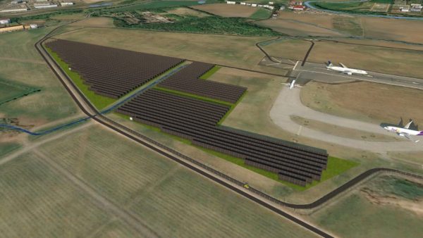 Rendering of the solar farm at Edinburgh airport