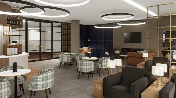 Rendering of the Plaza Premium lounge at Edinburgh airport
