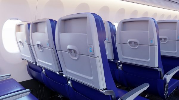 In-seat power on a Southwest Airlines aircraft