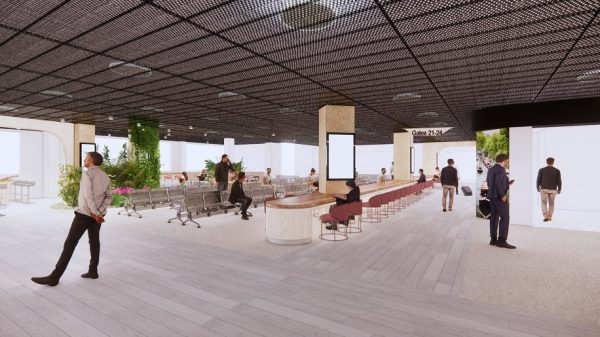 CGI image of London City airport's revamped departures lounge