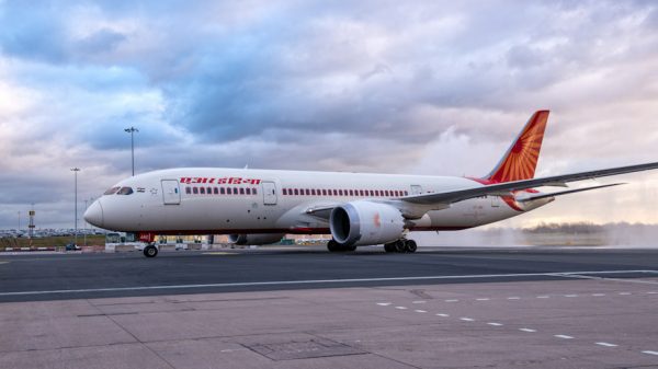 Air India aircraft (image provided by Birmingham airport)