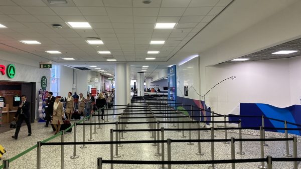 Birmingham airport queueing system (image from communications@birminghamairport.co.uk)