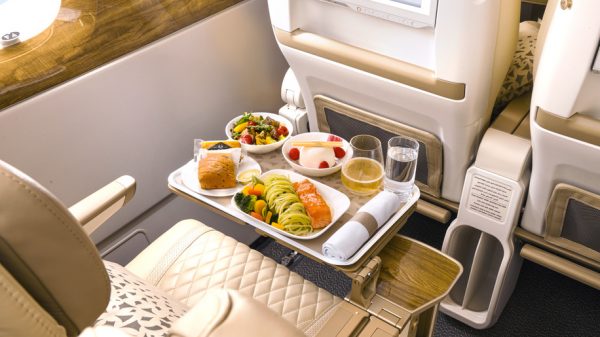 Chandon Vintage Brut 2016 with Emirates inflight meal (image from https://www.emirates.com/media-centre)