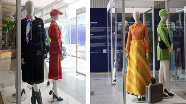 Finnair vintage uniforms exhibition at Helsinki airport (provided by PC Agency on behalf of Finnair)