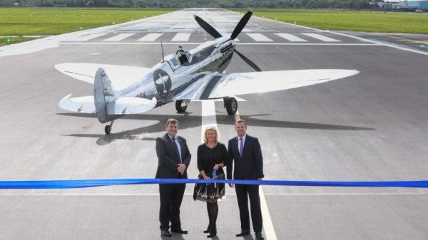 The official opening of Southampton airport's runway extension (image from https://www.southamptonairport.com/news/media-centre)