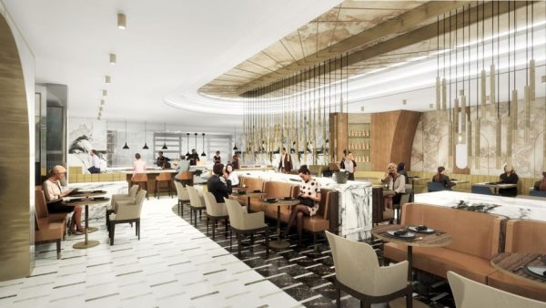 Rendering of Delta's forthcoming premium lounge at New York JFK (image from https://news.delta.com/)