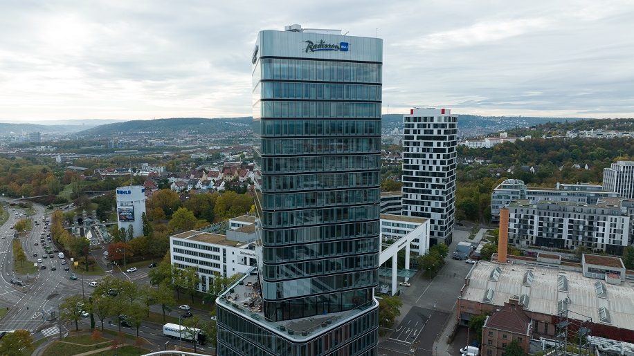 Radisson Blu Hotel at Porsche Design Tower Stuttgart (image from https://www.radissonhotels.com/en-us/corporate/media/press-releases)